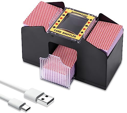Miawtro Kartenmischmaschine Elektrische für 1-2 Decks,Usb-/Batteriebetrieben Mischmaschine Karten, Kartenmischer,Card Shuffler, Karten Mischgerät, Kartenmischgerät für UNO, Blackjack und Texas Hold Em