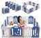 Kidsgigglz Laufstall Baby, Laufgitter Baby, Baby Laufstall Faltbar Laufgitter & ställe, Faltbarer Laufstall mit Tür und Spielzeugboard Schutzgitter für Kinder Absperrgitter Sicherheitszaun,16 Paneeles