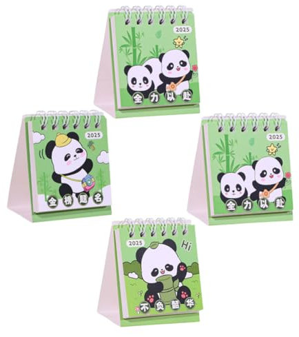 VILLCASE -dauerhafter Dekorativer Mini-tischkalender 4-teilig Panda-muster Stehender Kalender Monatlicher Memo-kalender für Den Schreibtisch