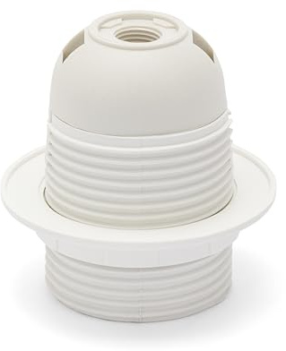 E27-Lampenfassung aus Thermoplast. Teilgewinde, mit Ringmutter. Weiß