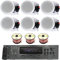 Home Stereo System Kit - 6 Channel 6000 Watts Bluetooth Amplifier w/ 6 Qty of 8” Framed Ceiling Speakers 300 W Each, 300 ft Speaker Wire & Remote for Living Room, Office, Bar by Technical Pro