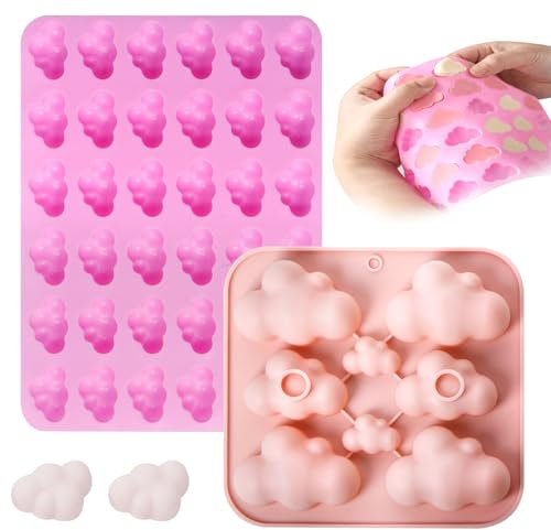 Moule Silicone Chocolat Moule Chocolat Moule Silicone,Moules à Nuages en Silicone pour le Chocolat et les Biscuits Faciles à Démouler et à Réutiliser,2 Tailles Différentes Incluses