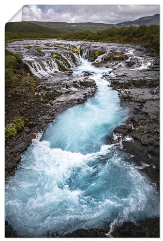 ARTLAND Wanddeko Poster & Kunstdrucke Wandposter 60x90 cm Deko Natur Landschaft Wasserfall Bruarfoss Island U5LM