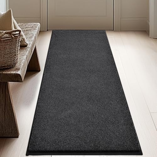 DOMUSTEX Waschbar Teppich Läufer 60 x 150 cm, Eingangsteppich, Schmutzfangmatte Innen, rutschfeste Fussmatte für Küche, Schlafzimmer, Flur