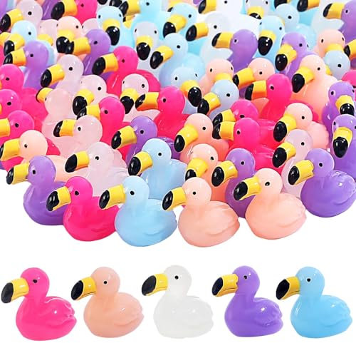SALGIA Mini Flamingo, 25pcs Flamingo Figuren Klein,Flamingo Deko Figuren, Geeignet für Puppenhaus, Mini-Landschaft, Kuchen, Aquarium-Dekoration, DIY-Zubehör(C)