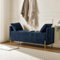 HULALA HOME Modern Storage Bench Ottoman with Arms & Metal Legs, Chenille Fabric and Upholstered Cushioned Adjustable Subdivided Box for Entryway Bedroom Living Room, NAVY