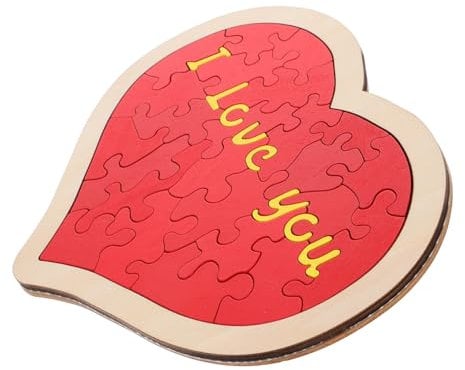 Milisten Wooden Heart Puzzle 'i Love You' Jigsaw for Boyfriend Romantic Heart Shaped Jigsaw Toy for Wedding Anniversary