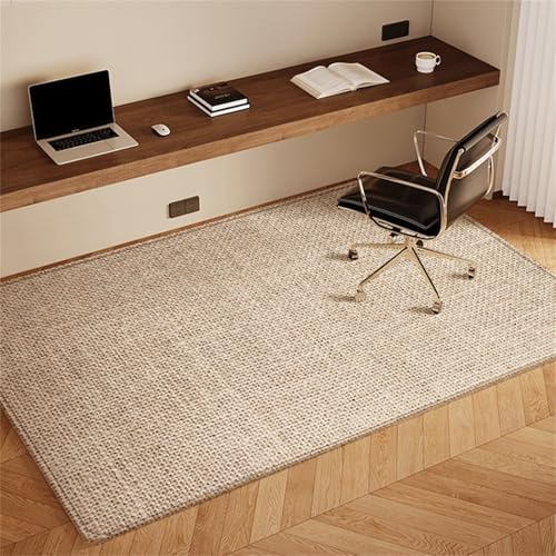 Highdi Office Chair Mat, Gaming Chair Mat for Hardwood & Tile Floor, Woven Pattern Scratch Resistant Non-Slip Washable Desk Carpet for Home Office (Khaki,120x140cm)