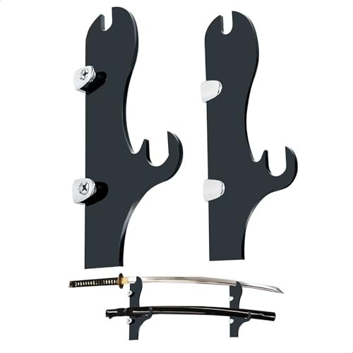 duozoanz Support Katana, Support Katana Mural Support Sabre, Support Laser Porte Katana Mural Laser Epee Adulte Mural Decoration Support de Sabre Laser Mural, Black