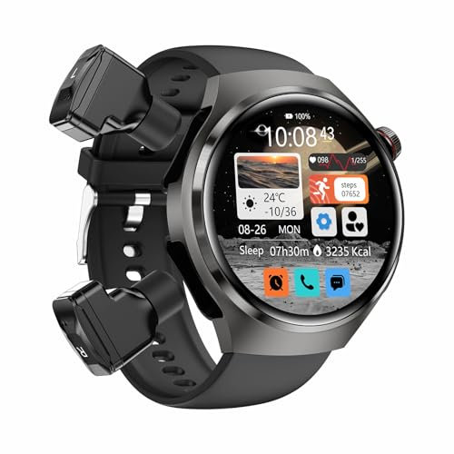 Montre Connectée Smartwatch Ecouteurs intégré Bluetooth sans Fil Casque Intégré Montre Homme Femme TWS avec Appel Bluetooth 100+ Modes Sport Moniteur de Sommeil Podomètre