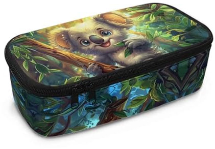 Dngkaoje Federmäppchen mit großem Fassungsvermögen für Schüler, Büro, Uni, Green Forest Koala, L10.2xW4.5xH3.2 inches, Packtasche