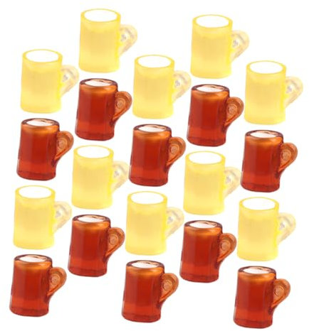Amosfun 20 Piezas Mini Jarra De Cerveza Tazas De Cerveza Artesanales De Casa De Muñecas Modelos De Bebidas De Casa De Muñecas Jarra De Cerveza Falsa Pequeñas Jarras De Cerveza Resina
