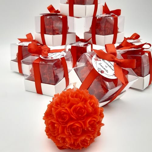 bomboniere matrimonio, Rosa pezzi candele profumate bomboniere battesimo, anni ragazzo, comunione, cresima, anniversario di, compleanno bigliettini rosso, set di 20)
