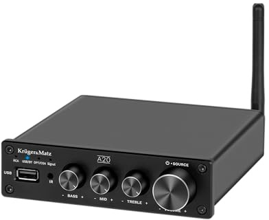 Bluetooth 5.1 aptX HD Stereo-Verstärker 2x100W Fernbedienung Kruger&Matz A20