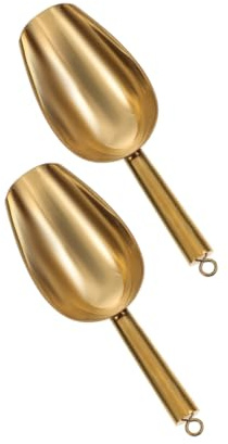 BESTYASH 2 pièces Pelle à Glace Inox Multifonction Pelle Alimentaire Buffet Résistante Corrosion Cuillère Plate pour Glaçons Farine Café Popcorn Aliments pour Animaux Nettoyage Facile
