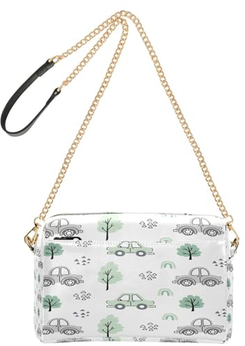 HMZXZ Doodle Cars Umhängetasche für Damen, Leder, kleine Schulterhandtaschen, Schultergurt, Baum
