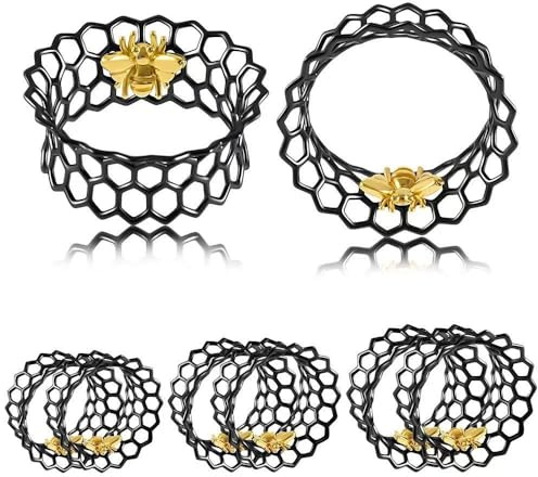 Generisch 2 Stück Ohr Tunnel Edelstahl 8-25mm | Schwarz Elektroplattiert Hohl Waben-Horn Design Plugs, Ohrdehnung Schmuck