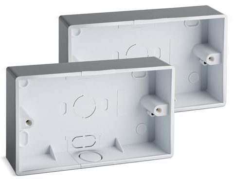 Surface Mounted Electrical pattress Box,Double Installation, 2 Gang Black Stylish and Durable Box for Mounting Electrical Devices(2 Pack)