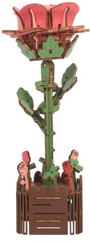 Mipcase Jeu de Construction de Bouquet de Fleurs Bois Puzzle de Fleurs avec Vase Kit de Maquette de Rose pour Adultes