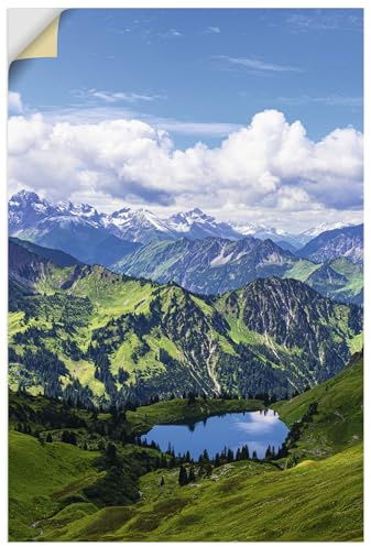 ARTLAND Wanddeko Wandtattoo selbstklebende Vinylfolie 60x90 cm Berge Natur See Landschaft Seealpsee Alpen U5XJ