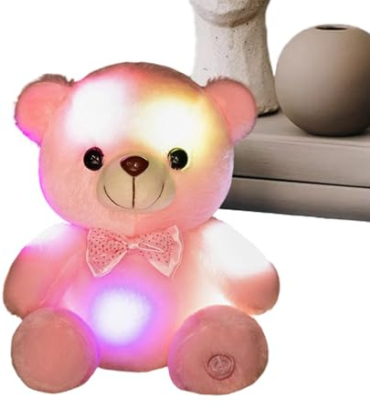 Dopsyesn Jouet en Peluche Qui S'- Nounours Doudou Lumineux 20 cm | Peluche Arc-en-Enfant | Compagnie Réconfort Filles Adultes Canapé Chambre Salon