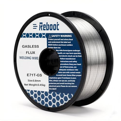 Reboot schweißdraht 0 8mm fülldraht E71T-GS selbstschützend MIG MAG | gasloser Fülldraht, spritzerarm, alle Positionen, einfache Schlackenentfernung, 0,45 kg Spule für außen, vakuumversiegelt