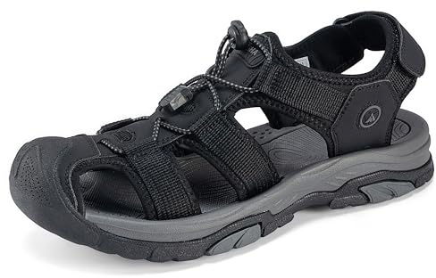 Mishansha Sandalias de Trekking para Hombre Ligero Negro 45EU