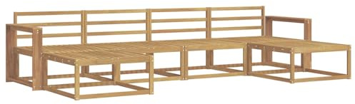vidaXL Outdoor-Sofagarnitur 6 pcs Weiß Massivholz Akazie, Moderne Akazien-Gartenmöbel, wetterfester Sofa-Set, stylische Sitzgelegenheit für Terrasse und Pool