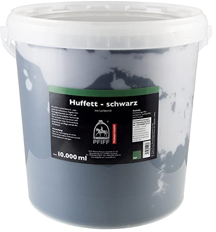 PFIFF Huffett mit Lorbeeröl, Pferde Hufpflege, hochwertige Öle, schwarz, 10.000 ml
