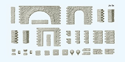Preiser 18217 Quarrystone Walls with Doors & Arches Kit