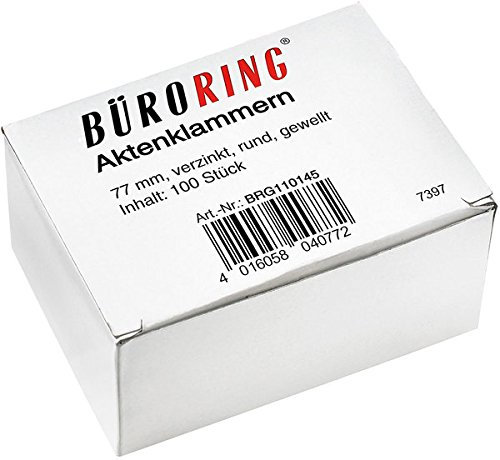 Büroring Aktenklammern 77mm gewellt 77mm verzinkt gewellt rund