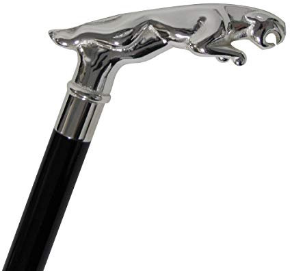 Silver Jaguar Gehstock – Holzstöcke für Männer, Frauen, Senioren Balance – Mobilität, Stabilität, Kniestütze – Gehstöcke für Senioren – Ältere Hilfsmittel – 95,2 cm Silber