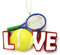 Kurt Adler LOVE Tennis Ball und Racket Weihnachtsbaum Ornament Dekoration Sport c6684 neue Hängend Kunststoff 3.5 cm 1 Stück