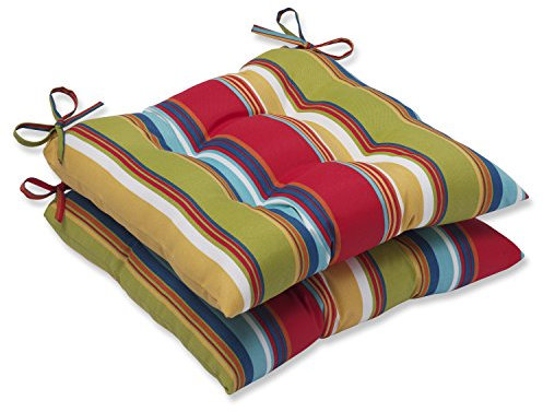 Pillow Perfect Outdoor Westport Garden Wrought Iron Seat Cushion, Multicolored, Set of 2