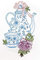 Fensterbild Kaffeeservice farbig 21 x 31 cm aus Plauener Spitze Fensterdeko Fensterschmuck Bilder Handarbeit Deko Fenster