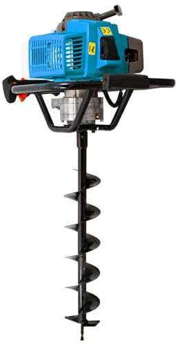 BITUXX® 2,8PS Benzin Erdlochbohre Erdbohrer Erdbohrgerät Pfahlbohrer Set 3 inklusive 100mm Bohrer