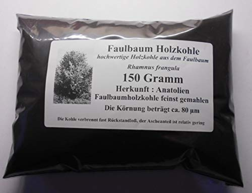 Eigenmarke Faulbaum Holzkohle, Holzkohlenstaub, Rhamnus frangula, Körnung ca. 80 µm
