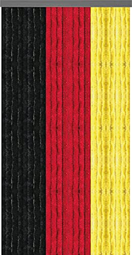 Arsvita Flauschvorhang Türvorhang (90x200 cm) in Schwarz-Rot-Gelb als Insektenschutz für Balkon, Terrasse oder Wohnmobil, Wohnwagen, Pavillon