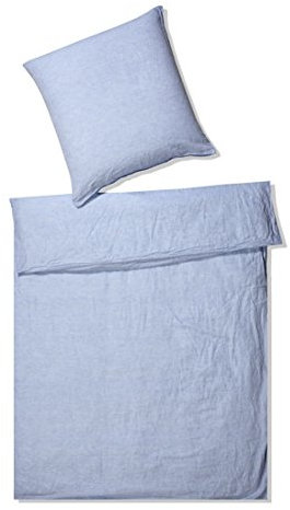 elegante Leinen Bettwäsche Breeze hellblau 1 Bettbezug 135 x 200 cm + 1 Kissenbezug 80 x 80 cm
