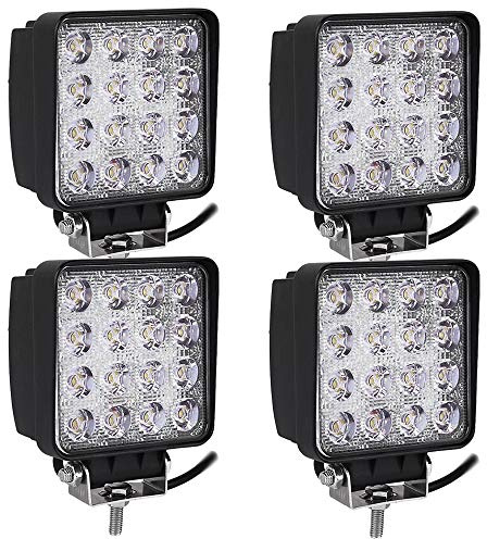 Greenmigo 4pcs Arbeitslicht 48W LED Arbeitsscheinwerfer Offroad Flutlicht Spotlight Reflektor Scheinwerfer Arbeitsscheinwerfer Schwarz Aluminium Druckguss IP67 12V 24V