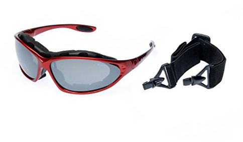 Ravs Leichte Unisex Sportbrille Skibrille mit Band und Bügel inkl.Softbag (Rot)