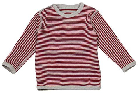 Leela Cotton Unisex Kids Wendelangarmshirt, Ziegelrot/beige-Melange T-Shirt, 74/80