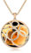 Kim Johanson Edelstahl Damen Halskette mit Anhänger Dream Champagner Kristall Collier in Gold mit Zirkonia Steinchen besetzt inkl. Schmuckbeutel