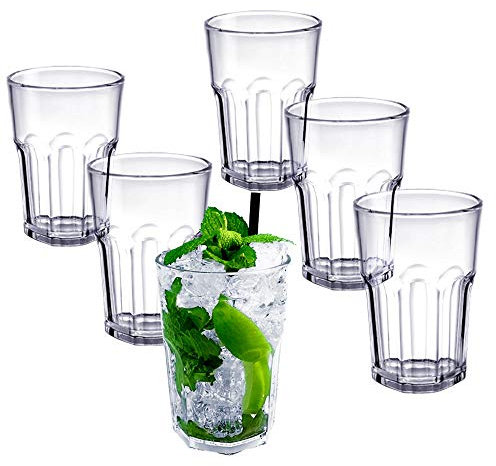 DoimoFlair Cocktailglas Graniti 35 cl aus Acryl Hartes Kunststoff Plastik Mehrwegbecher Transparent Set 6 Stück