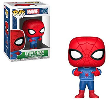 Funko POP! Bobble: Marvel: Holiday Spider-Man with Ugly Sweater | Official Superheroes Merch - Collectable Vinyl Figurine for Shelf Display - Birthday Gift Idea for Fans and Collectors