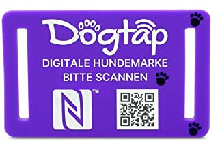 Dogtap Light Big, digitale Hundemarke für mittlere bis große Hunde, mit NFC-Chip und QR Code für Kontaktdaten und Steckbrief, aus Silikon, wasserfest, flexibel, 67 x 40 mm