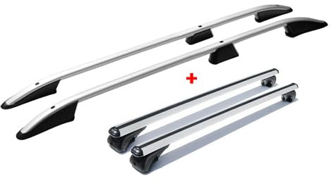 Dachreling + Dachträger Set für VW Caddy 2003-2025 L1 Kurzer Aluminium Silber 4X