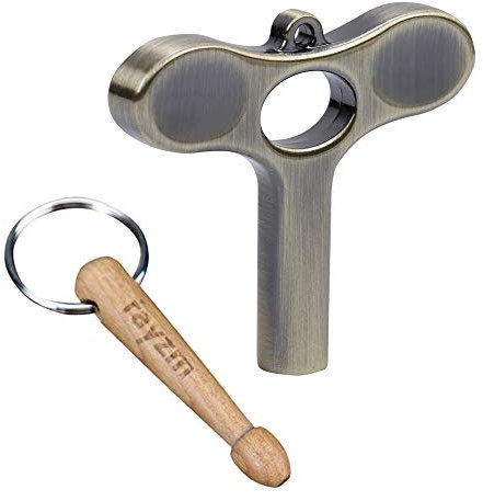 Rayzm Deluxe Drum Tuning Key and Drumstick Keychain, Novelty Gift for Drummers (Pack of 2)