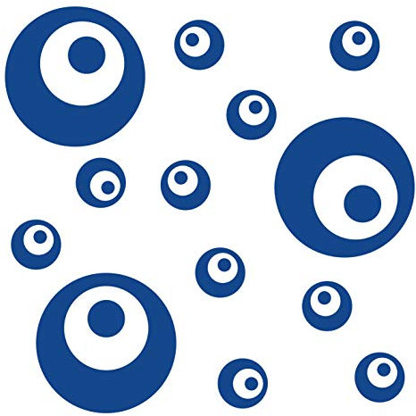 kleb-Drauf | 13 Retro-Punkte | Blau - matt | Wandtattoo Wandaufkleber Wandsticker Aufkleber Sticker | Wohnzimmer Schlafzimmer Kinderzimmer Küche Bad | Deko Wände Glas Fenster Tür Fliese