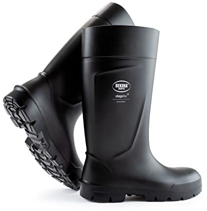 Stivali di Sicurezza di Alta qualità, Uomo, con Tappo in Acciaio e Suola di Sicurezza, Gomma, Soletta incl per Piedi Caldi e asciutti, Cuscinetto & Industria, Nero, EU 45